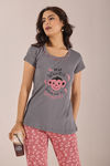 Sweet Moon Knit Cotton Pyjama Set - Rust Grey — thumbnail 5
